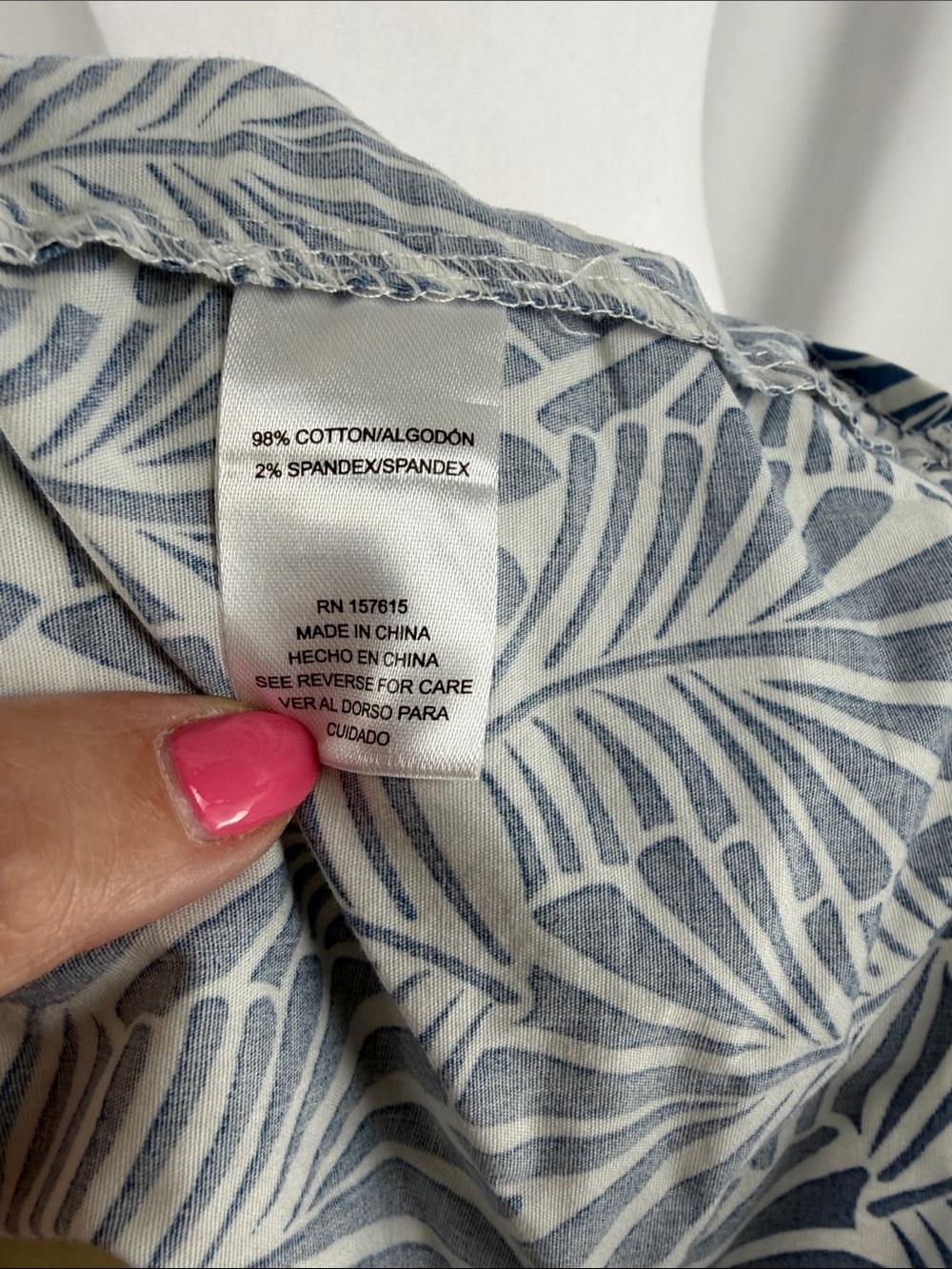Rachel Zoe Blue and White Leaf-Print Tiered Long-Sleeve Dress - Picture 8 of 11